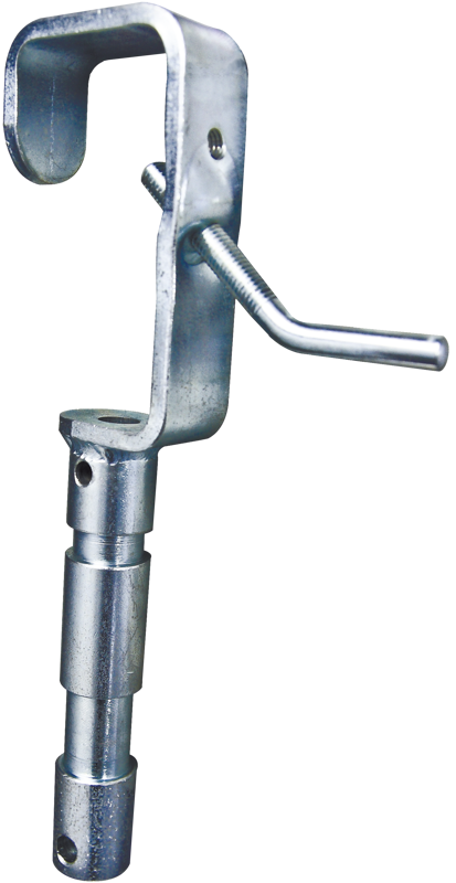 The pin can mount into a combo stand to span between two stand as a goal post rig.