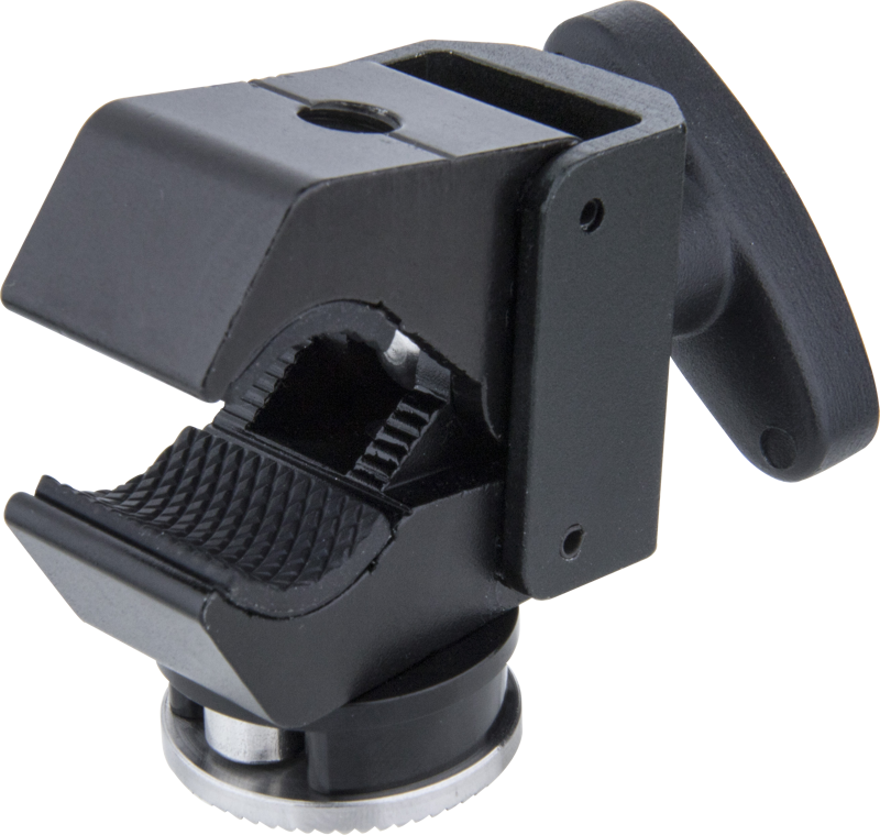 Aluminum alloy clamp equipped with a M6 internal female thread designed for mounting Arri standard rosette-style accessories and it allows 360 degree rotation.