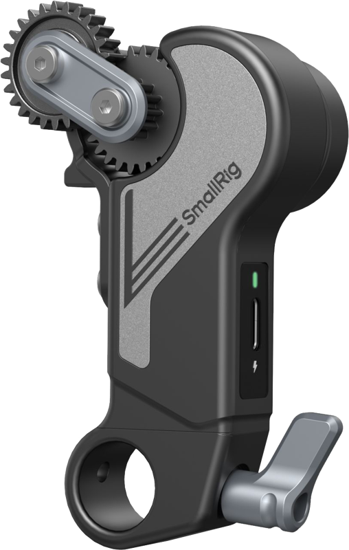 Designed to provide a high torque and low latency follow focus shooting experience. The motor features red and blue indicator lights to signify connection status and channel