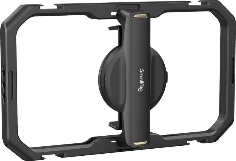 Provides a professional and convenient solution for mobile video shooting and live broadcasting. The cage features cold shoe mounts and 1/4"-20 threaded holes on the frame