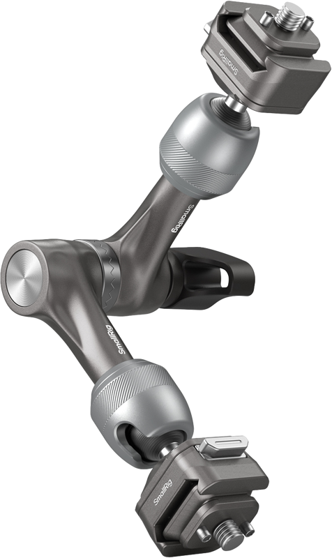 Crafted from aerospace-grade aluminum alloy and stainless steel. It features an exclusive quick-release slider patented structure with inner roll pins that enable secure vertical locking. The top plate interface features detachable locating pins to prevent equipment deviation and safeguard device security. The dual-head quick-release 1/4"-20 screw design allows for external attachment of monitors