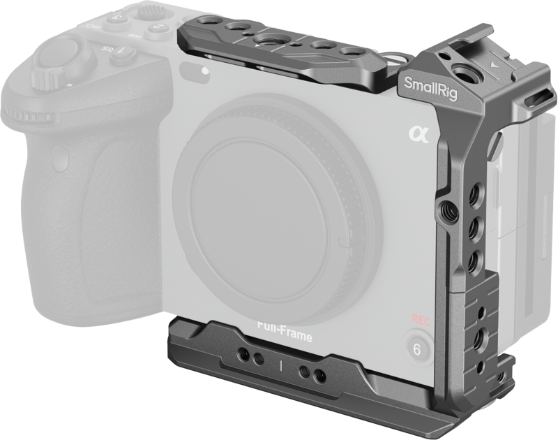 Designed to protect the camera and provide accessory mounting points. The modular cage consists of a top plate (NATO rail) and a L-shaped cage