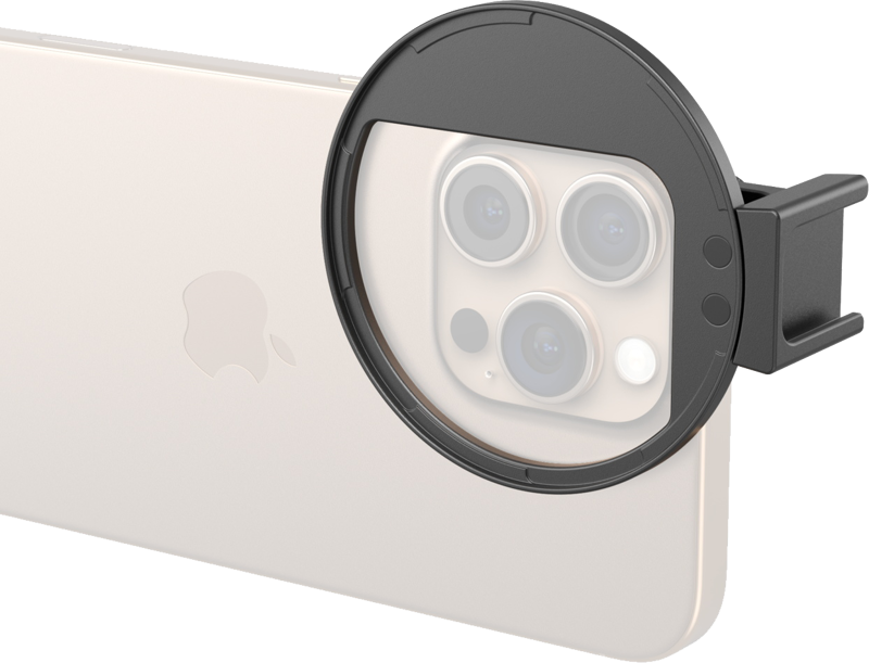 Allows for quick mounting of 67mm mobile phone filters