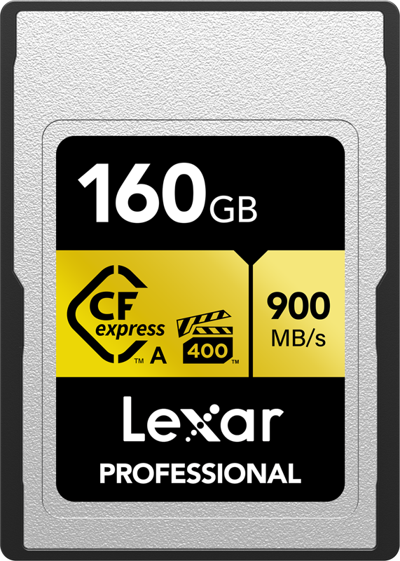The Lexar Professional CFexpress™ Type A Card GOLD Series provides superior performance of sustained read speed up to 900MB/s¹