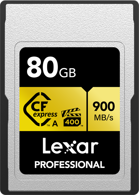 The Lexar Professional CFexpress™ Type A Card GOLD Series provides superior performance of sustained read speed up to 900MB/s¹