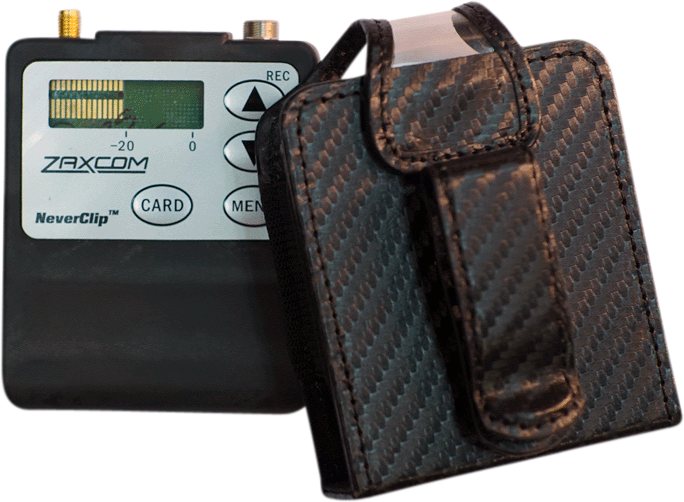 Small pouch designed to hold and protect the Zaxcom TRX – LA series of wireless transmitters