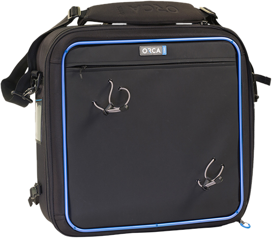 Lighting bag built to transport a standard 1x1 LED light with power supply.