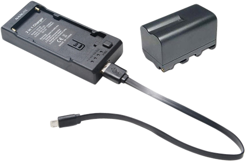 Kit with 1 x Nanlite battery 4500mah NP-F type + CN-58 2-1 charger.