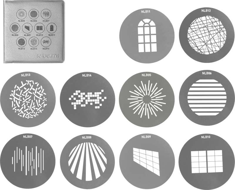 Set of 10 GOBO discs.