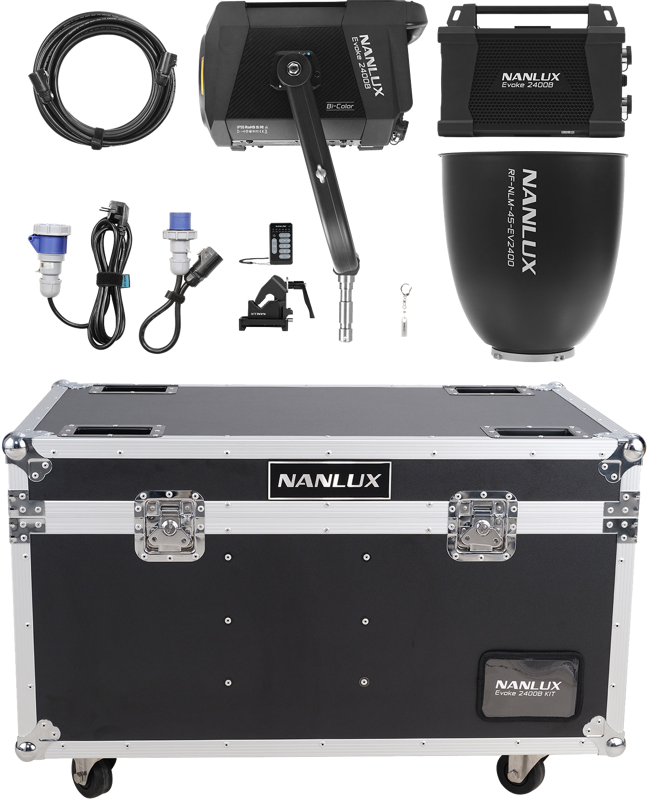 NANLUX Evoke 2400B Spot Light in Flight Case &amp 45° Reflector in soft bag.