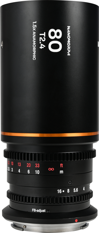 The Laowa Nanomorph 80mm T2.4 1.5X S35 is a compact and lightweight anamorphic cine lens designed to deliver stunning cinematic visuals with a true widescreen look. With a 1.5X squeeze ratio