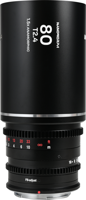 The Laowa Nanomorph 80mm T2.4 1.5X S35 is a compact and lightweight anamorphic cine lens designed to deliver stunning cinematic visuals with a true widescreen look. With a 1.5X squeeze ratio