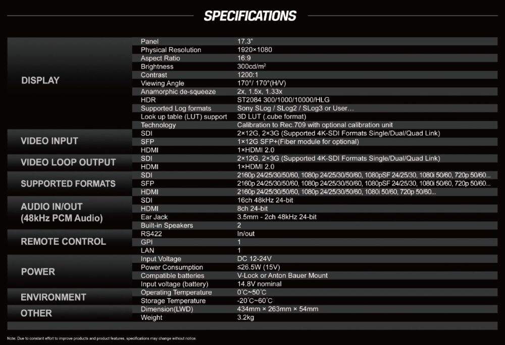 17.3" LILLIPUT Q17 Full-HD 12G-SDI production/broadcast monitor