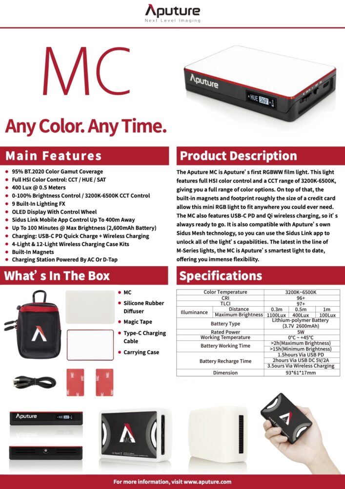 APUTURE MC 4-light travel kit