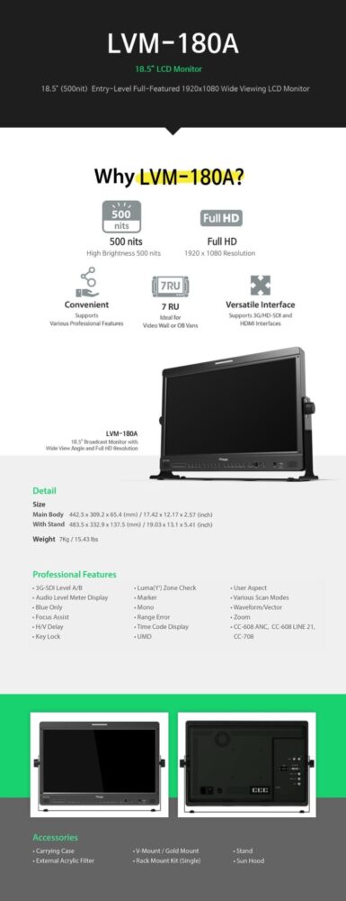 18.5" TVLOGIC LVM-180A FHD studio monitor