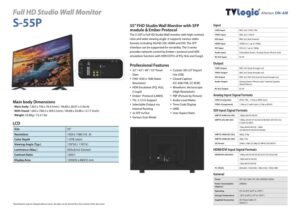55" TVLOGIC S-55P FHD studio wall monitor