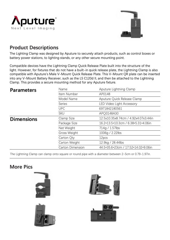 APUTURE Quick Release Clamp