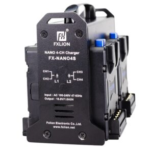 FXLION 4 channel charger for Nano V-mount batteries