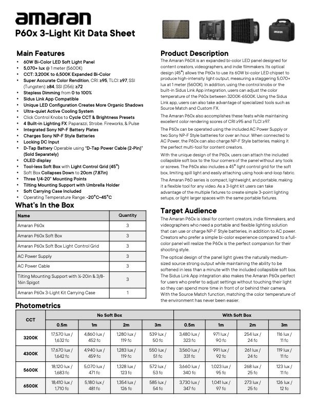 AMARAN P60x 3-Light Kit