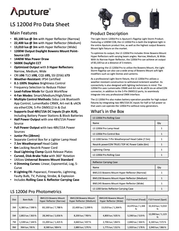 APUTURE Light Storm 1200D PRO daylight-balanced point-source LED