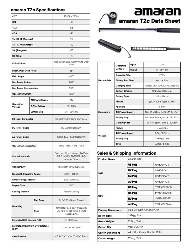 AMARAN T2c RGB tube light
