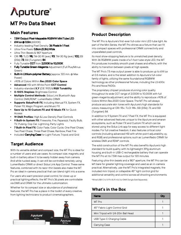 APUTURE MT Pro mini LED tube light