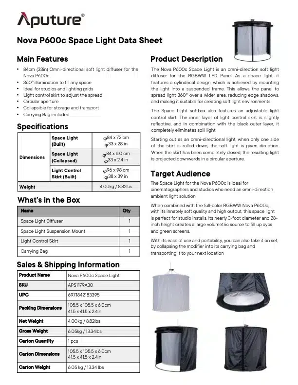 APUTURE Nova P600c Space Light