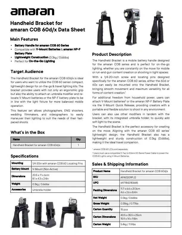 AMARAN COB 60 handheld bracket