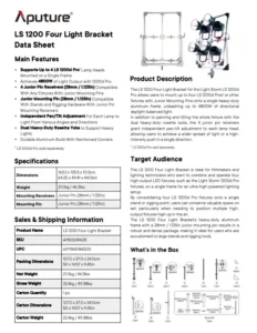 APUTURE LS 1200 4-Light Bracket