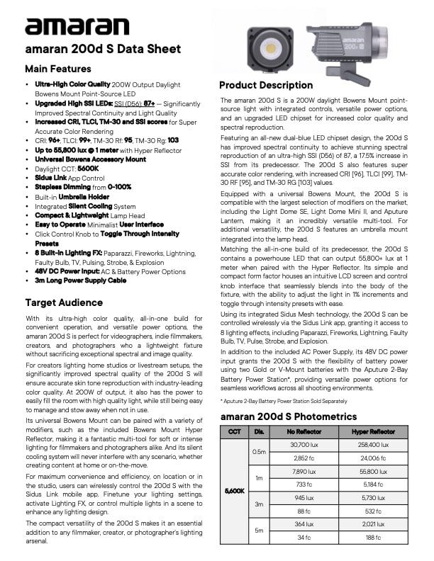 AMARAN 200d S point-source daylight LED light