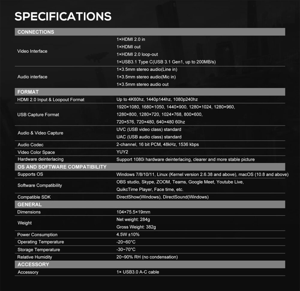 AVMATRIX UC1218-4K 4K HDMI to USB 3.1 Video Capture