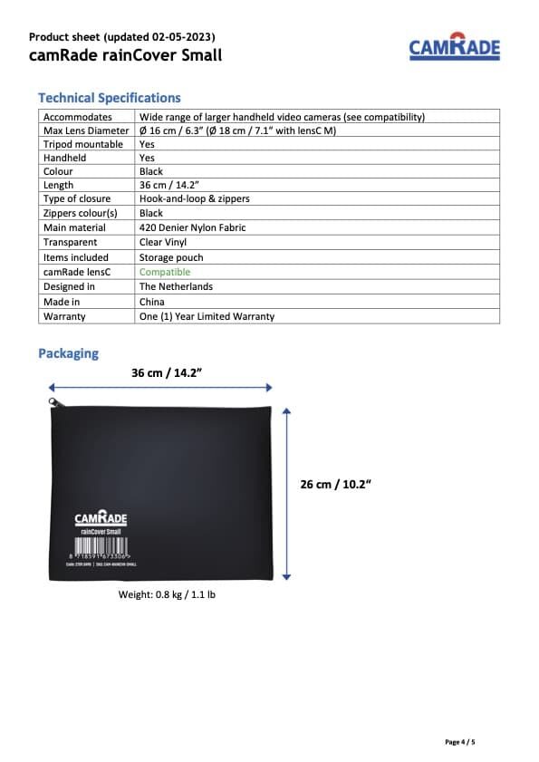 CAMRADE rainCover Small