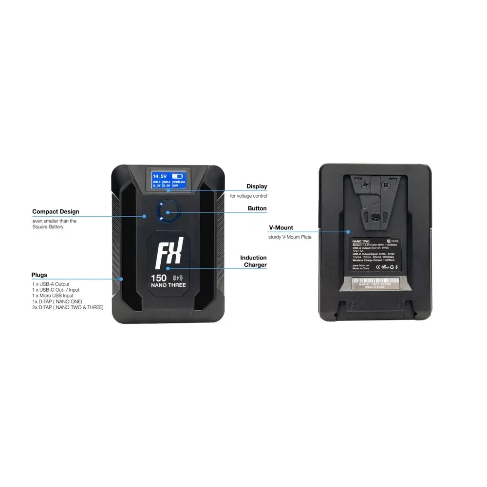 FXLION Nano Two Wireless 98Wh V-mount battery