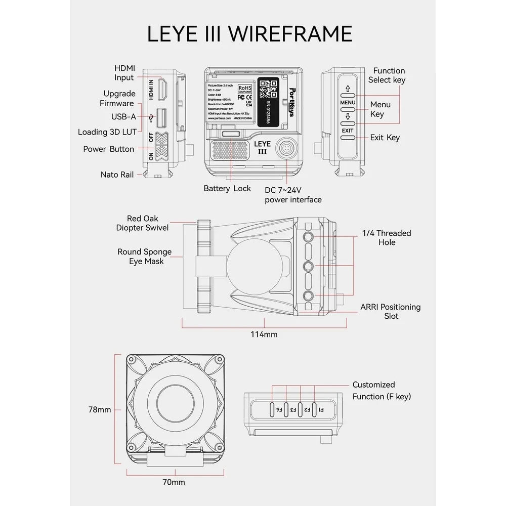 PORTKEYS LEYE III 4K HDMI Camera Viewfinder