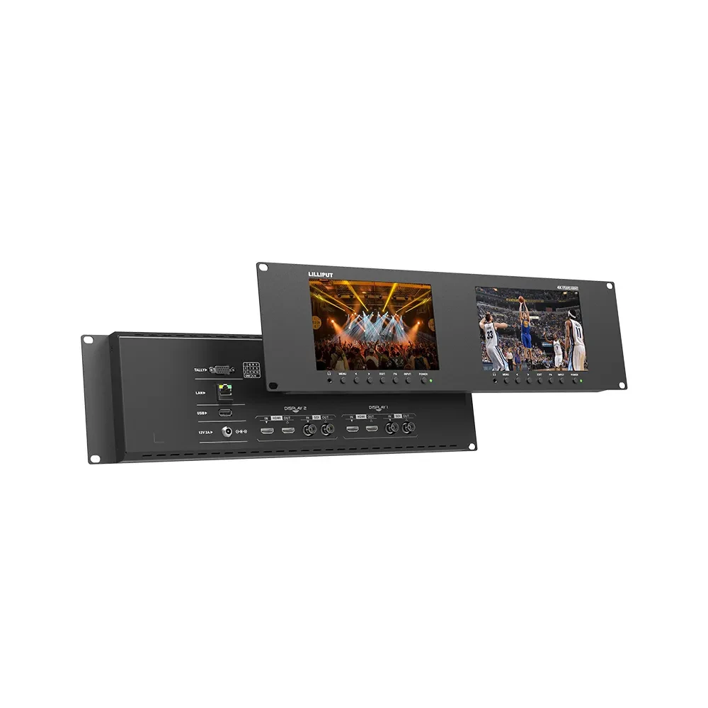 7" LILLIPUT RM-7029S dual 3RU rackmount monitor with 3G-SDI /HDMI 2.0