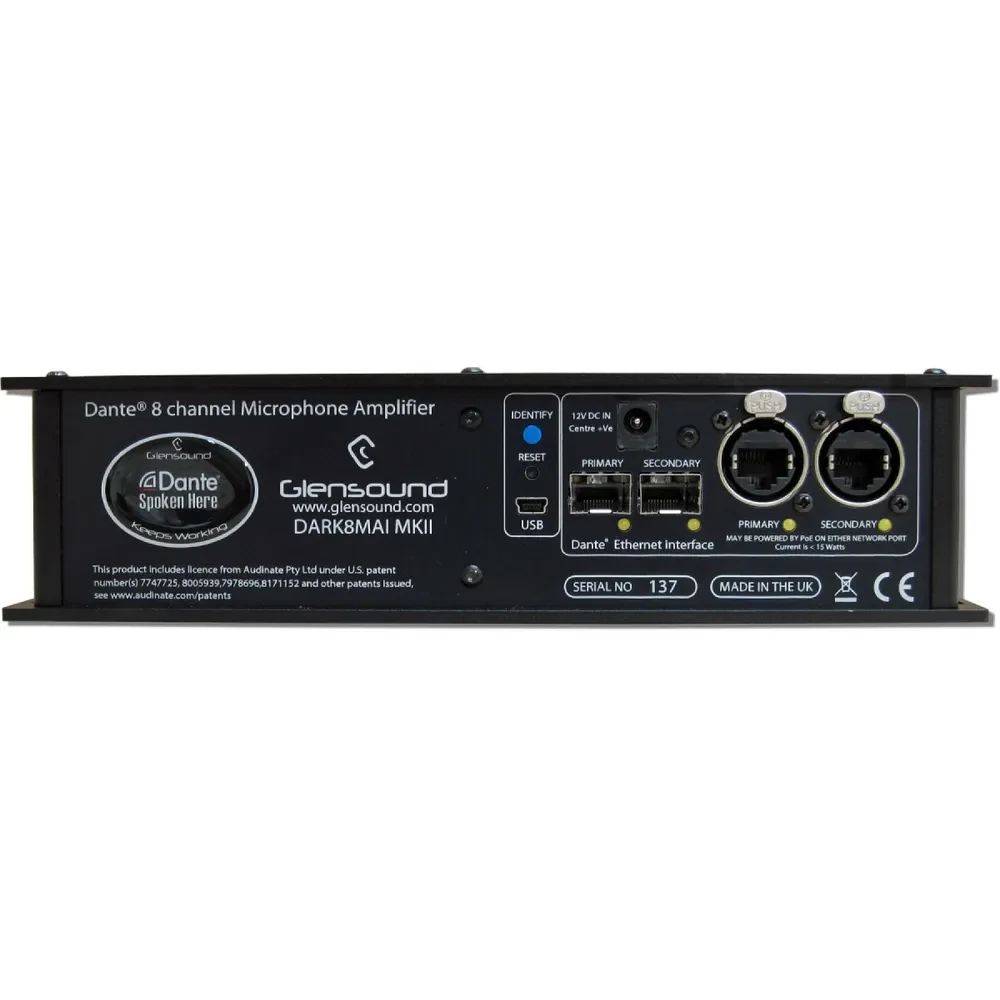 GLENSOUND DARK8MAI MKII 8 input mic amp for Dante/ AES67