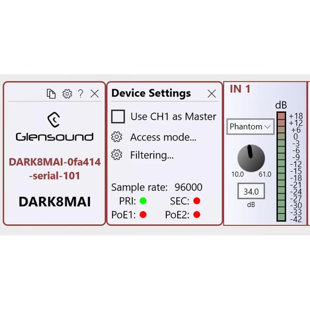 GLENSOUND DARK8MAI MKII 8 input mic amp for Dante/ AES67