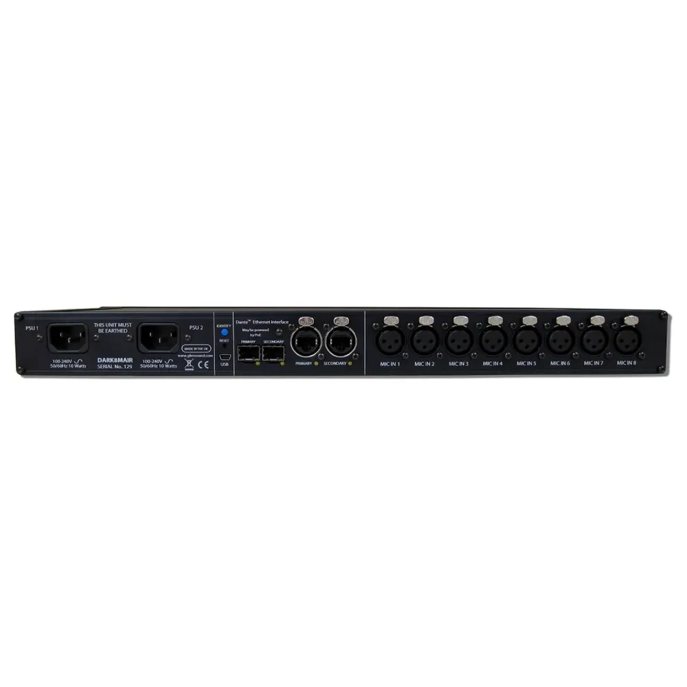 GLENSOUND DARK8MAIR 8 channel Dante/ AES67 microphone amplifier