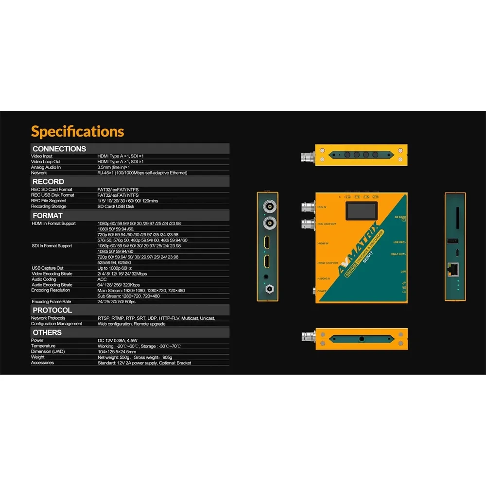 AVMATRIX SE2017 SDI/HDMI Encoder & Recorder