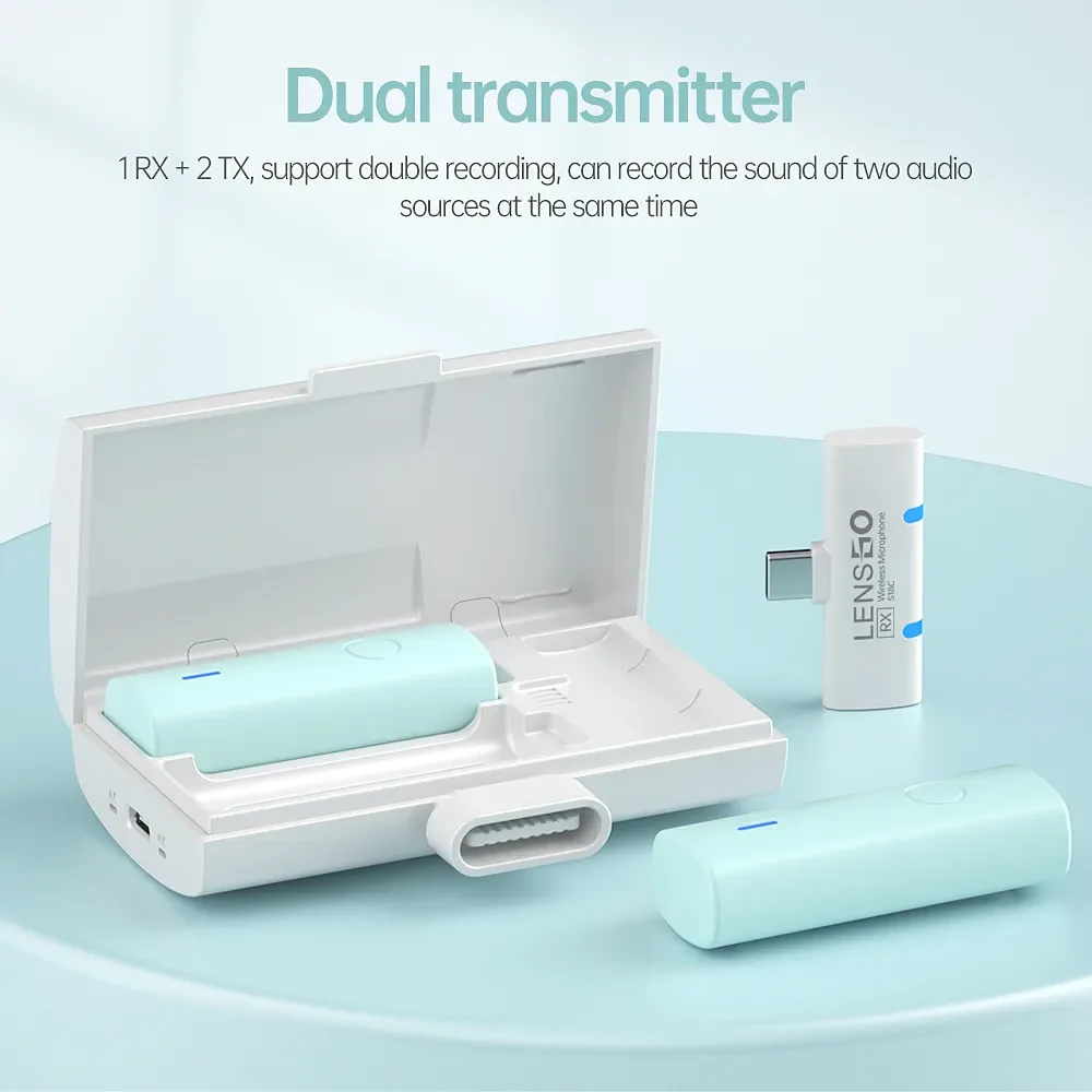 LENSGO 518C wireless dual lavalier USB-C microphone with 5 colors