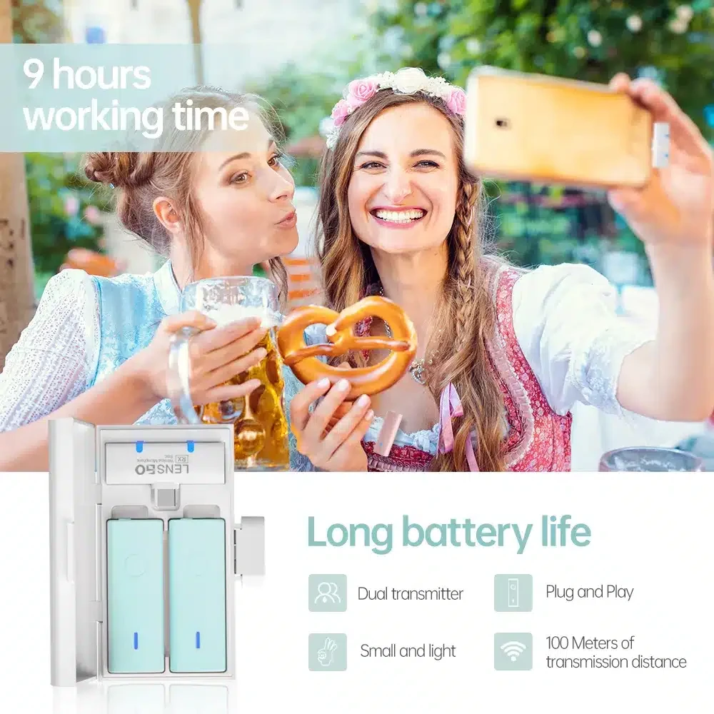 LENSGO 518C wireless dual lavalier USB-C microphone with 5 colors