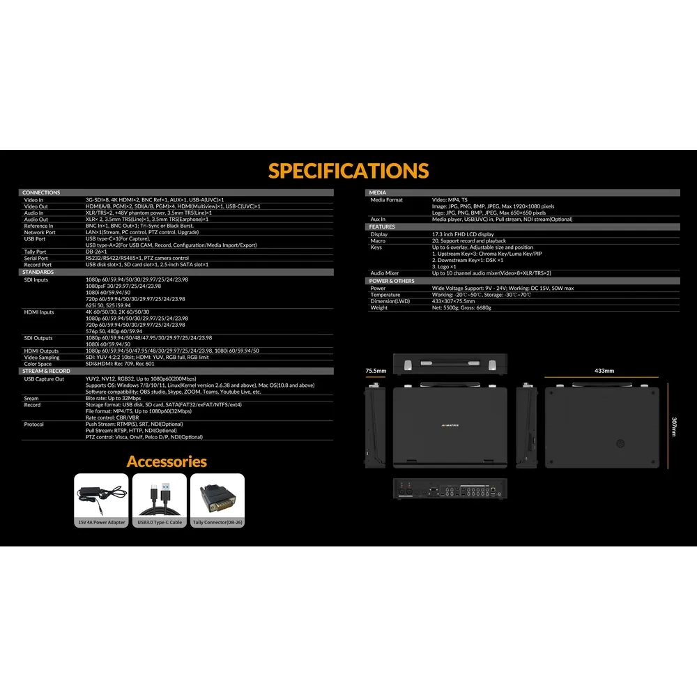 AVMATRIX Shark S8X PLUS Portable Video Switcher