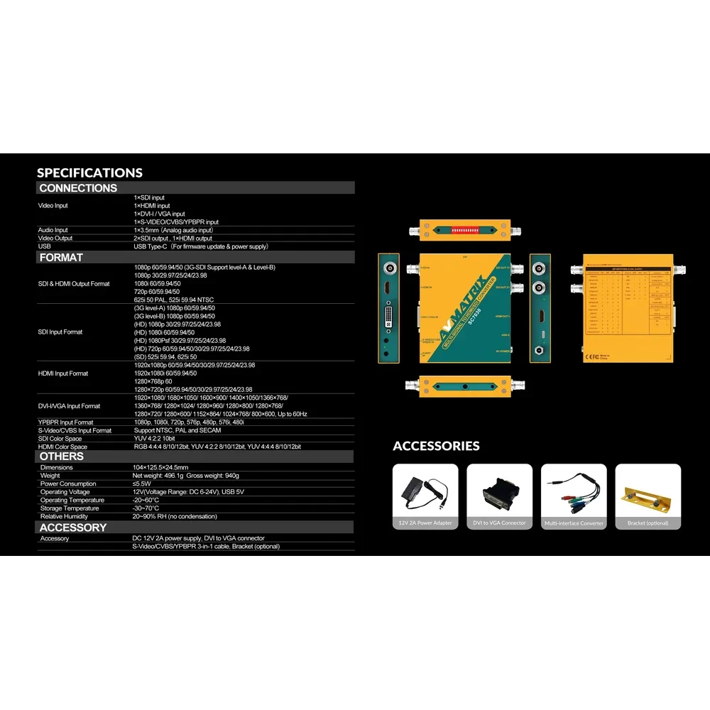 AVMATRIX SC7030 Multi-Signal to SDI/HDMI Cross Converter