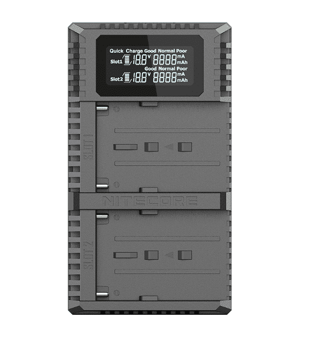 Nitecore USN3 PRO dual slot digital USB charger for Sony NP-F series batteries