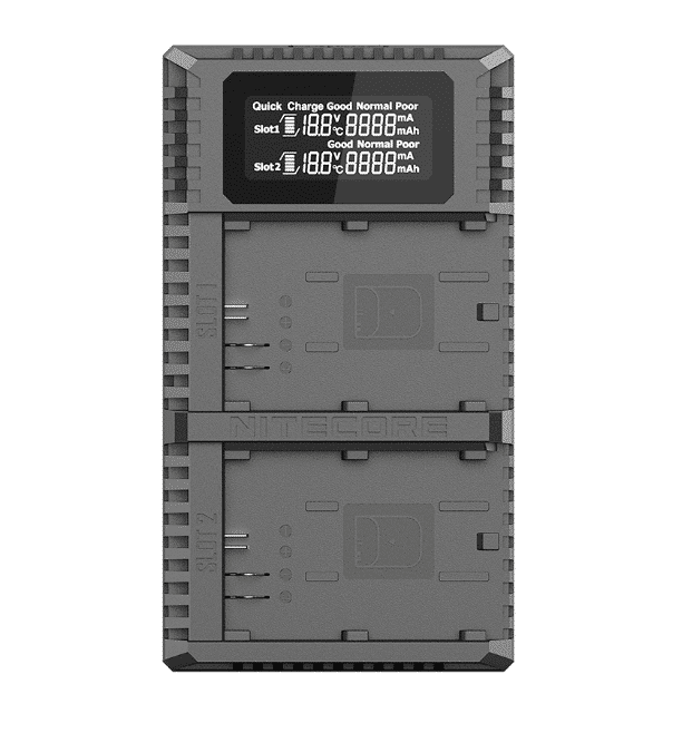 Nitecore UCN2 PRO dual slot digital USB charger for Canon LP-E6N batteries