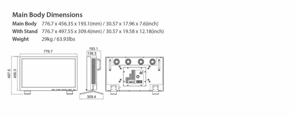 31" TVLOGIC LUM-310X 4K HDR reference master monitor