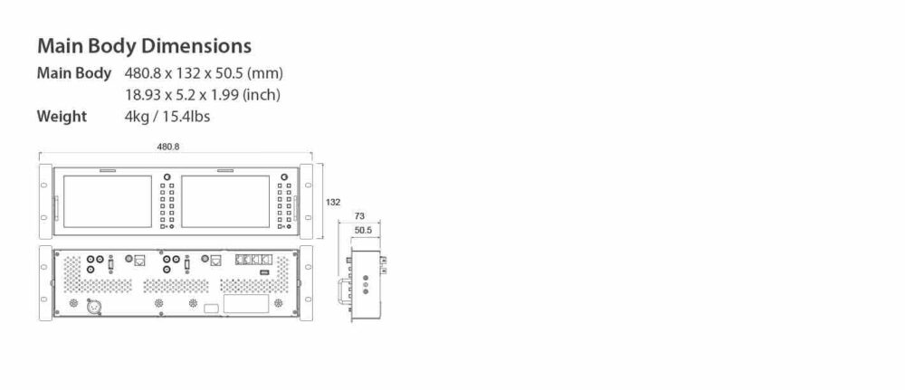 7" TVLOGIC RKM-270A dual LCD 3RU multi-channel monitor