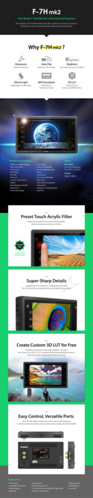 7" TVLOGIC F-7H mk2 FHD high brightness field monitor, cross conversion