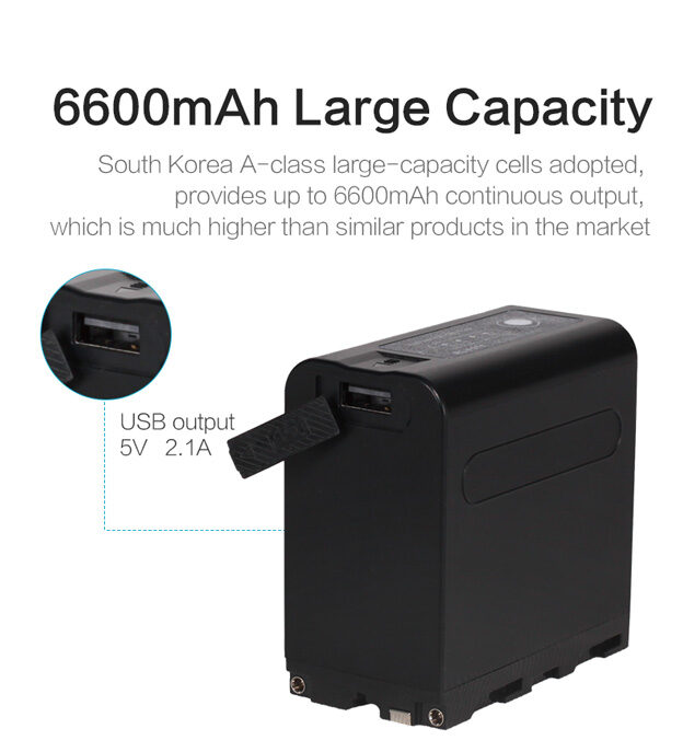 ROLUX YC-F971 battery for Sony NP-F series, 6600mAh, USB in/out