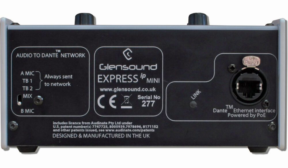 GLENSOUND Express IP Mini compact 2 user Dante/AES67 commentary unit